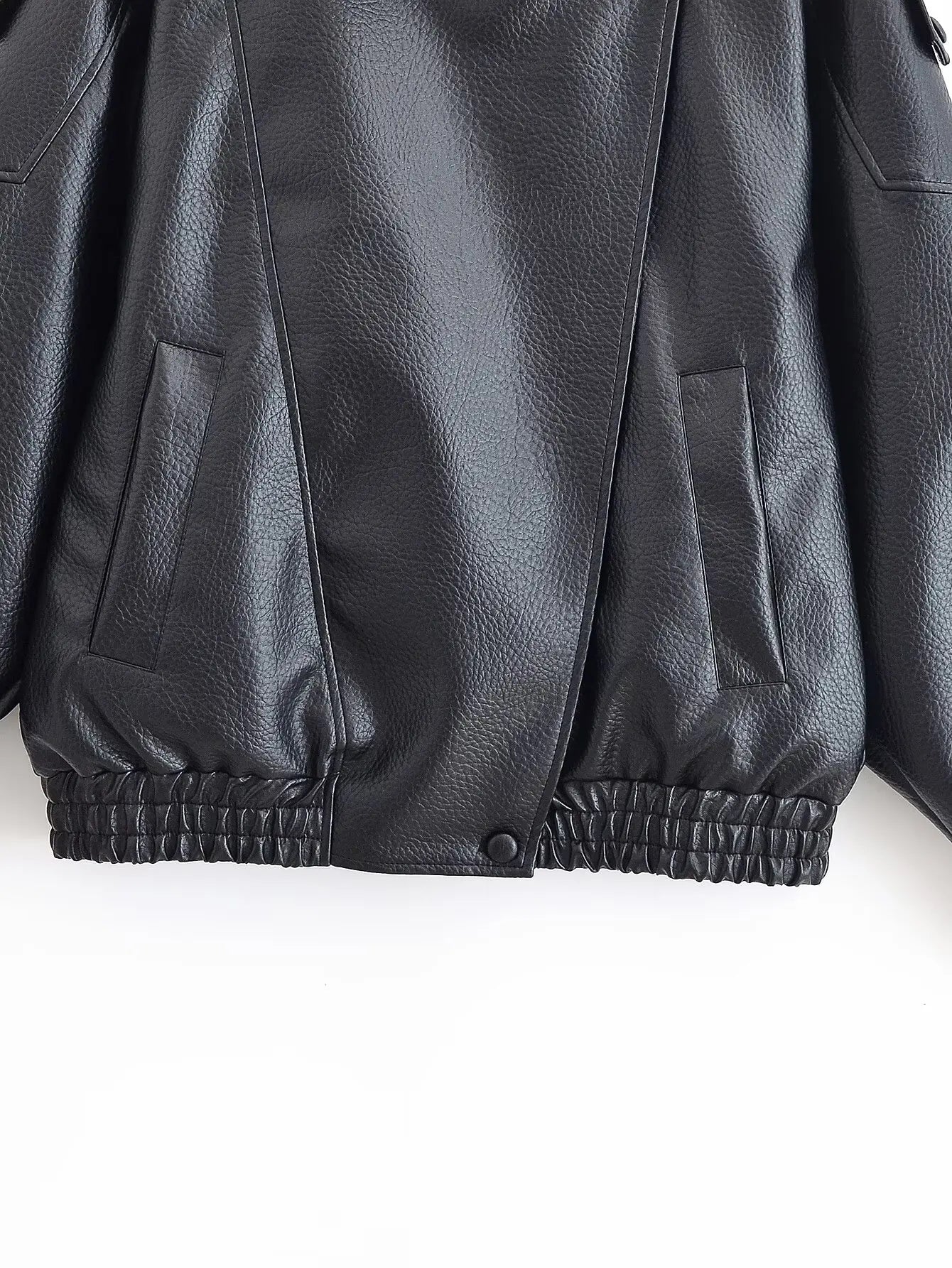 Women Autumn Jackets – Black Zipper Jacket With Asymmetric Button & Turtleneck Collar