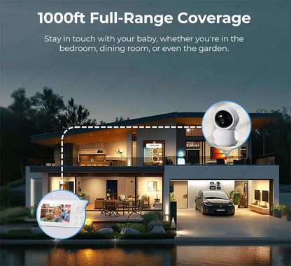 WiFi Baby Monitor - 2K 3MP Dual Camera Split Screen with PTZ & Auto Night Vision