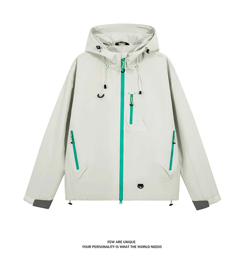 Waterproof Hiking Jacket – Lightweight Polyester Windbreaker With Storm Hood