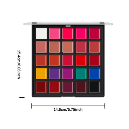 25-Color Matte Lip Palette – Highly Pigmented, Smooth & Blendable, 2-in-1 for Lips & Cheeks, Compact Makeup Palette, Long-Wear
