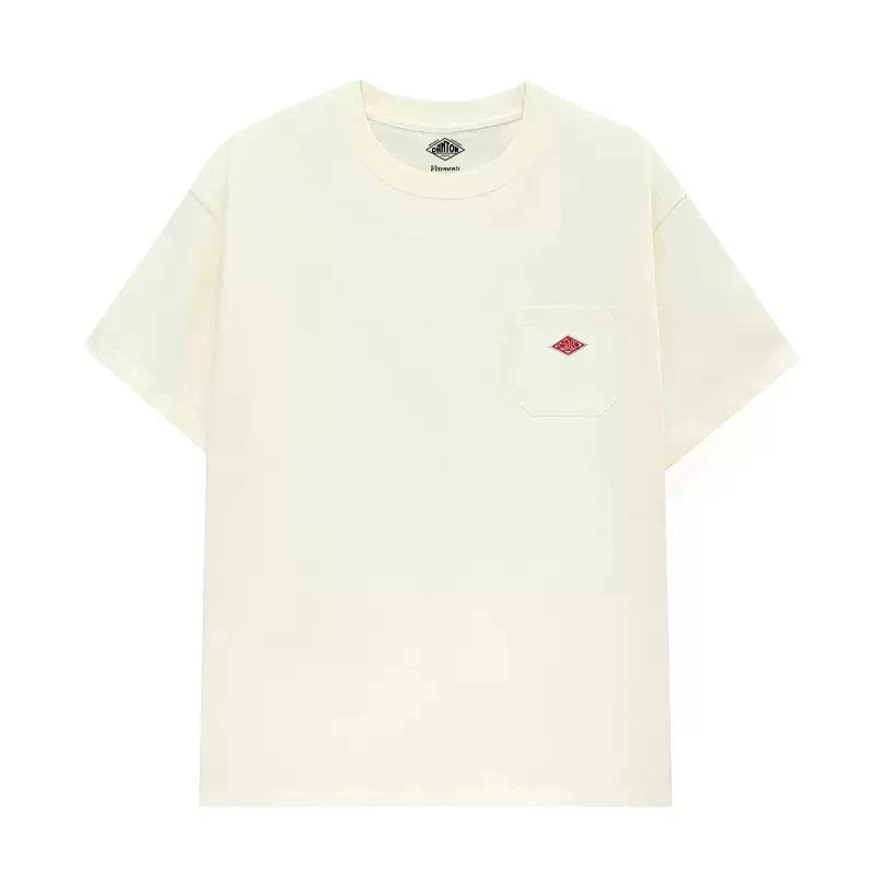 2025 Summer Men Women's Pure Cotton Embroidery T-Shirt Short Sleeve Tees Simple Solid Pocket Fashion Brand Casual Tops