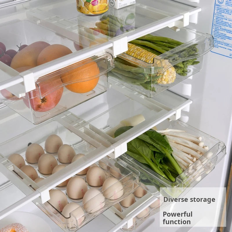 Refrigerator Egg Storage Box - Drawer Style Plastic Egg Holder and Fresh-Keeping Food Rack