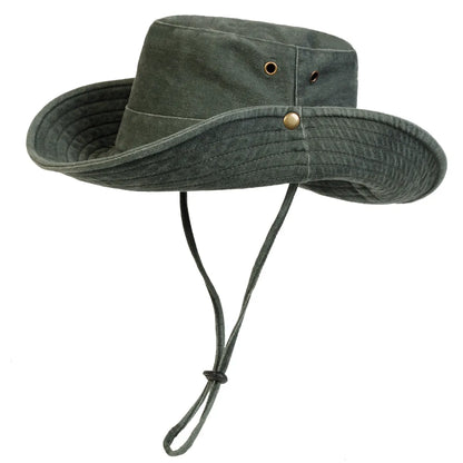 Washed Cotton Bucket Hat – Men's Wide Brim Casual Sun Hat