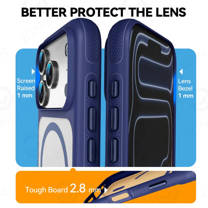 For Magsafe Skin Feel Transparent Phone Case For iPhone 17 16 15 Plus 14 13 12 Pro Max Air Metal Buttons Siliconen Bumper Cover
