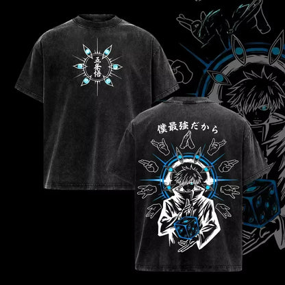 Jujutsu Kaisen T Shirt Men Women Tshirt Gojo Satoru Washed Cotton T-shirt Clothing Summer Short Sleeve Oversized Tees Streetwear