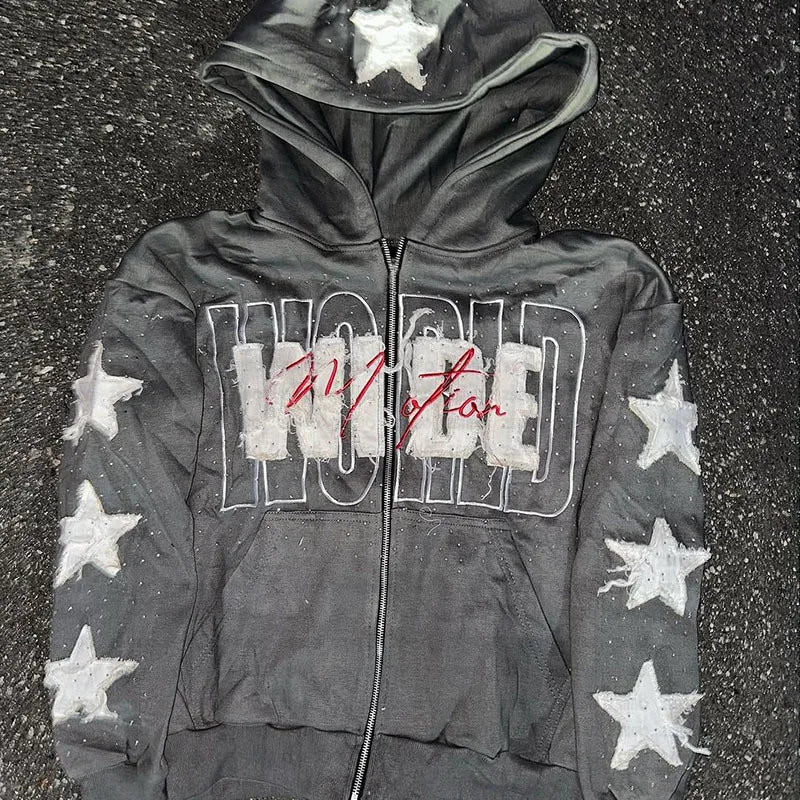 26-year-old spring warm cardigan with hood, casual loose street style hoodie, personalized fashion sportswear