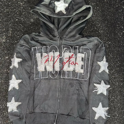 26-year-old spring warm cardigan with hood, casual loose street style hoodie, personalized fashion sportswear