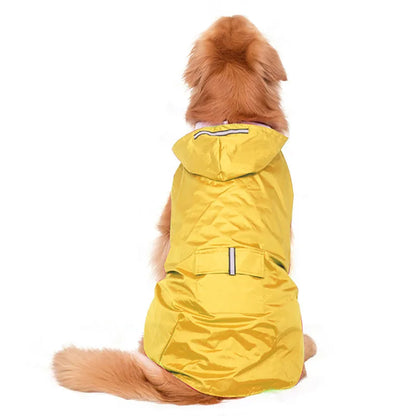 Dog Raincoat Waterproof Hoodie Jacket Rain Poncho Pet Rainwear Clothes with Reflective Stripe for All Sizes Big Puppies