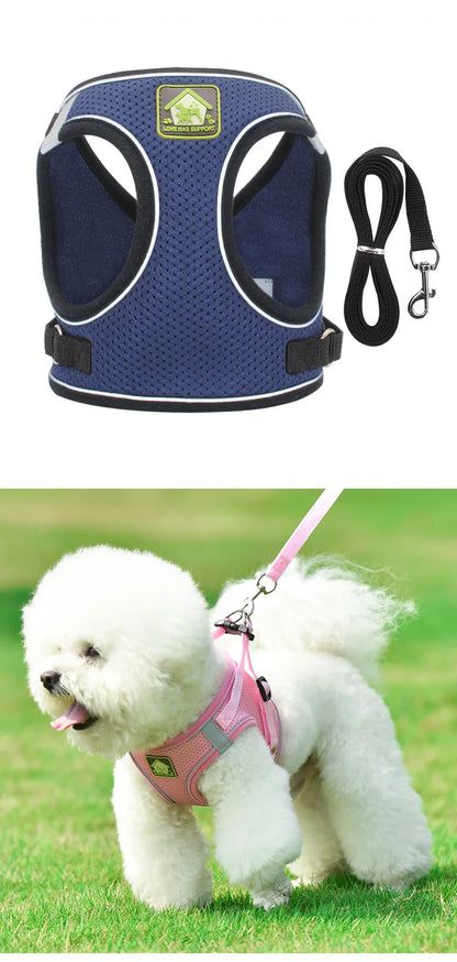 Dog Harness Small Medium Sized Dog Vest Style Leash Reflective Puppy Summer Breathable Harnesses Pet Supplies Dog Collar Corgi