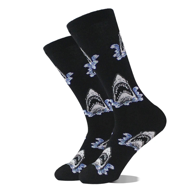 Funny Alien Shark Cotton Socks - Unisex Novelty Crew Socks