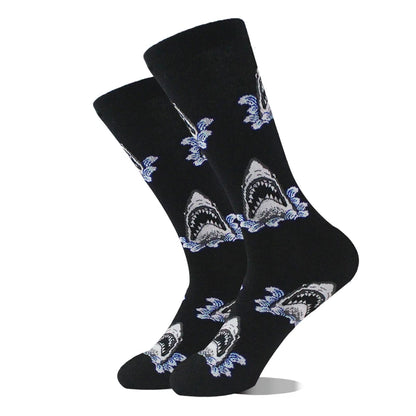 Funny Alien Shark Cotton Socks - Unisex Novelty Crew Socks
