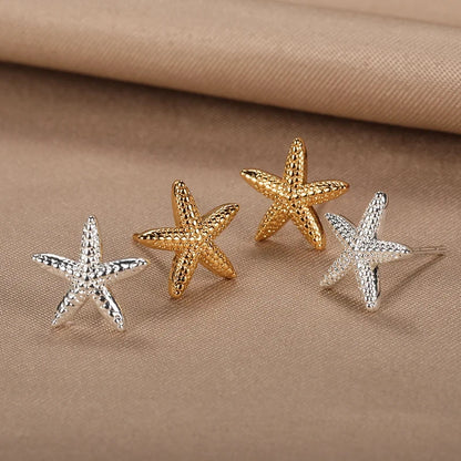 Vintage Starfish Stud Earrings – Stainless Steel Ocean Studs