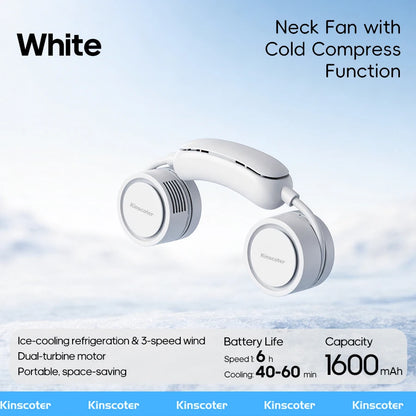 Portable Personal Sports Neck Fan 3-speed Wind with Cold Compress Function 800mAh*2 Mini Cooling Electric Fan for Outdoor Travel
