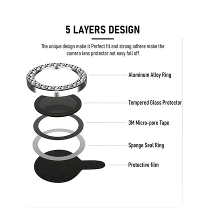 Bling Glitter Diamond Camera Lens Protector Case For iPhone 17 16 15 14 13 12 11 Pro Max Plus Sreen Protectors Film For iPhone17