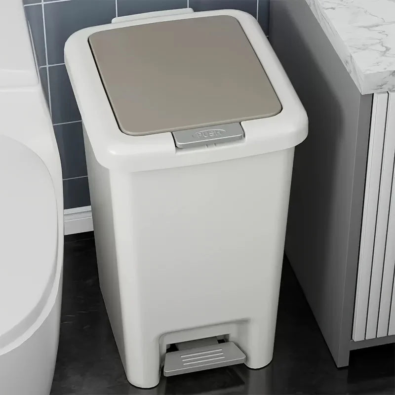 Plastic Foot Pedal Trash Can - Double Opening Bin for Bathroom Kitchen Office