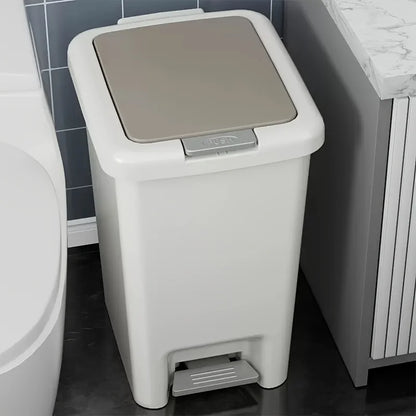 Plastic Foot Pedal Trash Can - Double Opening Bin for Bathroom Kitchen Office