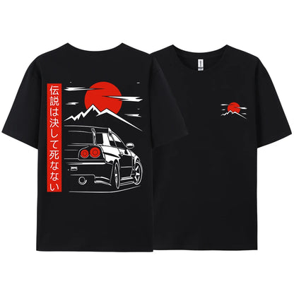 JDM Racing T Shirts – Japanese Streetwear Cotton Couple Tees | Oversized Casual Tops