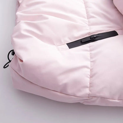 HH Women Fashion Pocket Long Sleeve Zipper Hooded Skiing Cotton-padded Drawstring Jacket+High Waist Casual Winter 2026 Pant Set