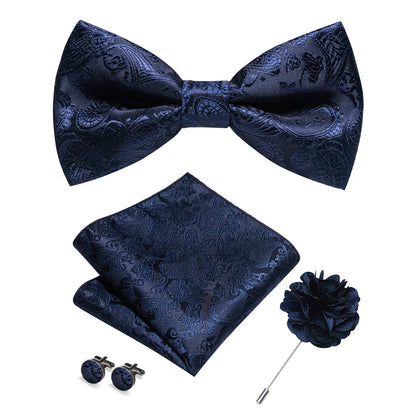 Champagne Silk Jacquard Paisley Bow Tie Set - Pre-tied Bowtie Brooch Hanky  Cufflinks for Weddings  Business