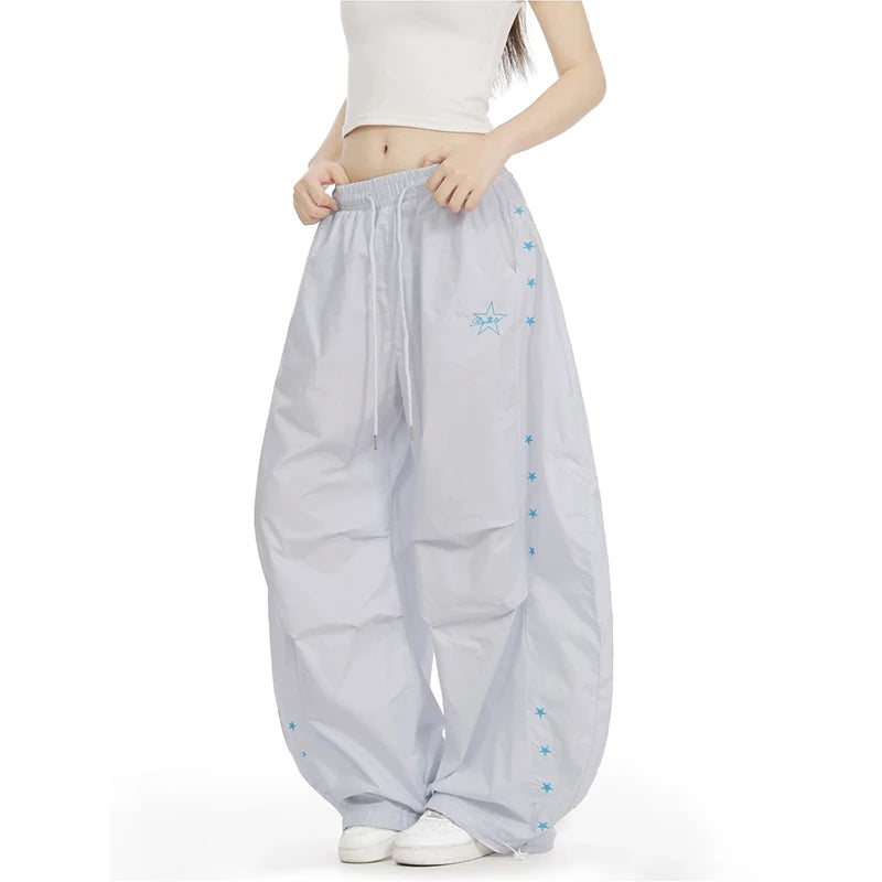 YIBASHU Yellow Baggy Parachute Pants Y2k Vintage Sweatpants Cargo Pants Harajuku Japanese 2000s Style Trousers Clothes Summer