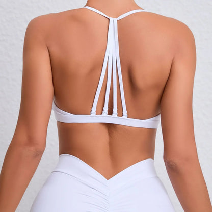 Yoga Sports Bra - Lightweight Nylon Spandex Multi Wear Crop Top with Removable Straps