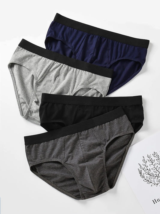 4-piece men's triangle underwear, simple and comfortable for daily use. Four-color underwear set, all-season men's underwear
