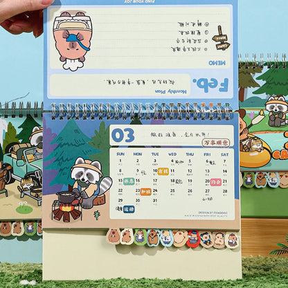 Small Desktop Calendar 2026 Cartoon Capybara Schedule Organizer 12 Months Stand Up Calendar for Friends Family School Workplace