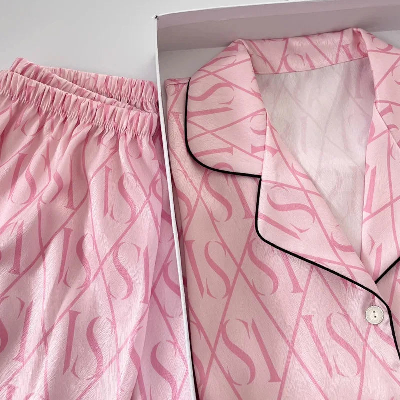 New Women's High-End Fresh Ins Style Pajamas, Women's Short-Sleeve and Shorts, Summer Thin French-Style Home Wear Summer Set