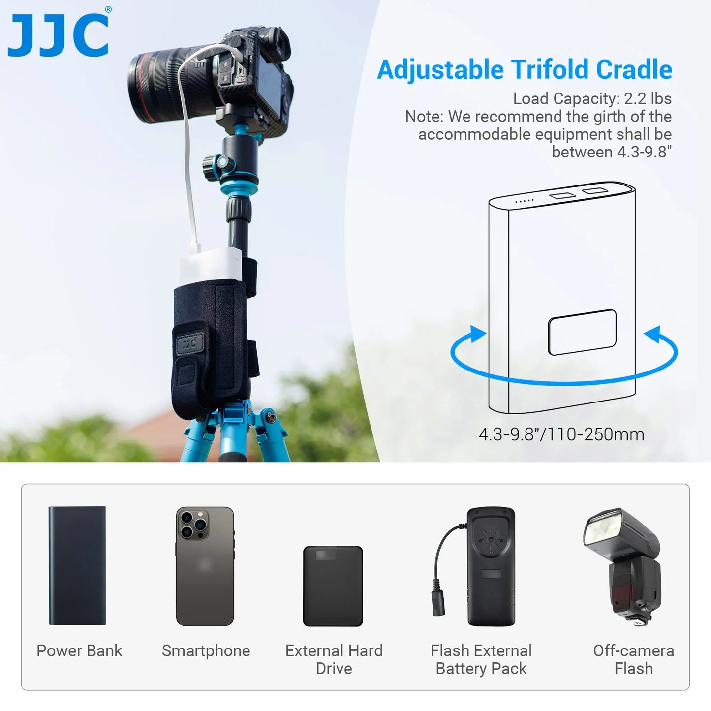 JJC Tripod Legs Mounting Strap Universal Equipment Mounting Strap Bag for Tripod,Light Stand,Photography Ladder,Pole,Beam etc.