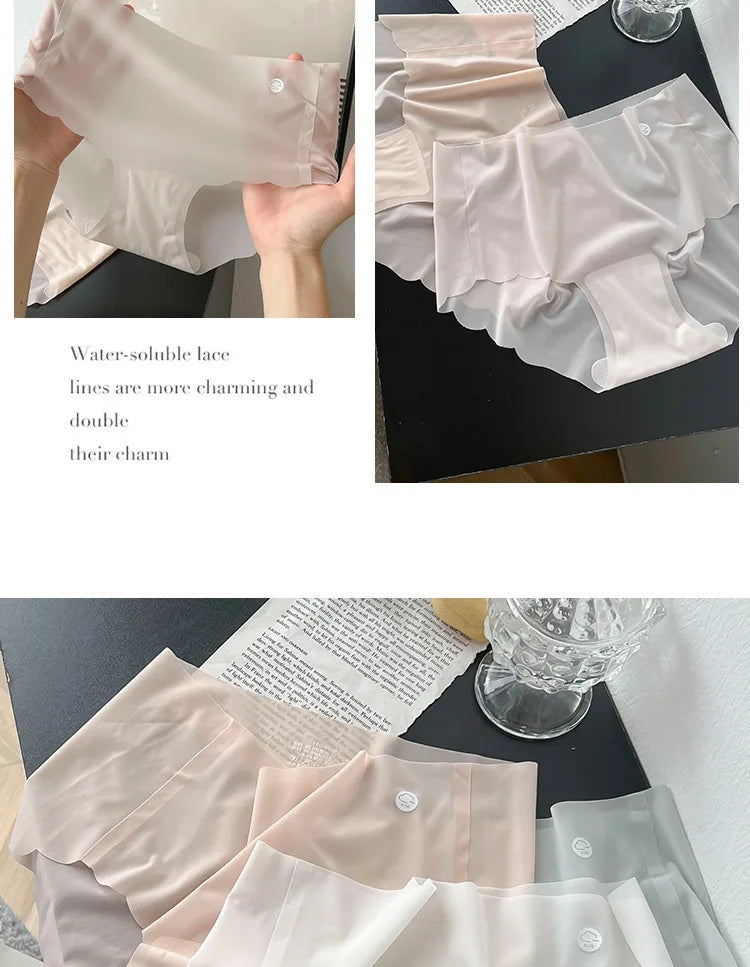 6PCS Women Summer Seamless Thin Underwear Panties Ultra-thin Briefs Ice Silk Ladies High Quality Breathable Underpants Lingerie