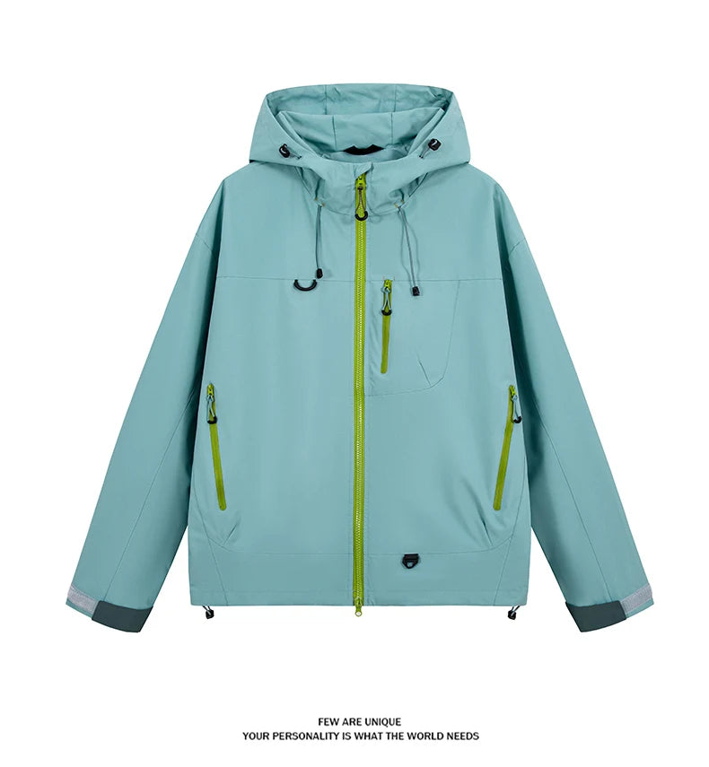 Waterproof Hiking Jacket – Lightweight Polyester Windbreaker With Storm Hood