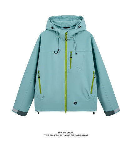 Waterproof Hiking Jacket – Lightweight Polyester Windbreaker With Storm Hood