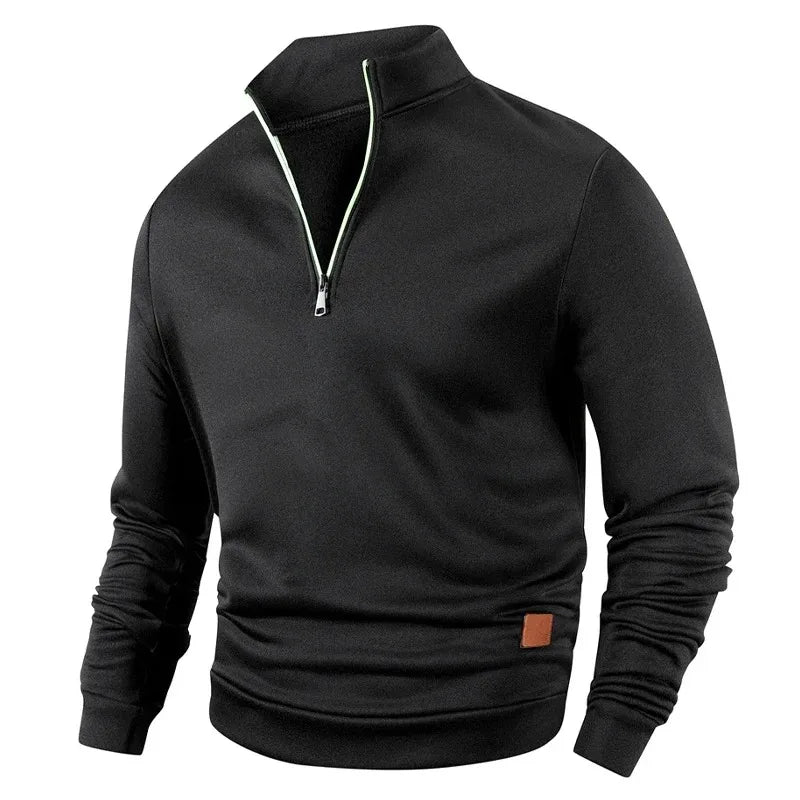 Animal Game Men's Half Zipper Sweatshirts Long Sleeve Solid Pullover Turtleneck Streetwear Warm Jacket Sport Coats Outerwear