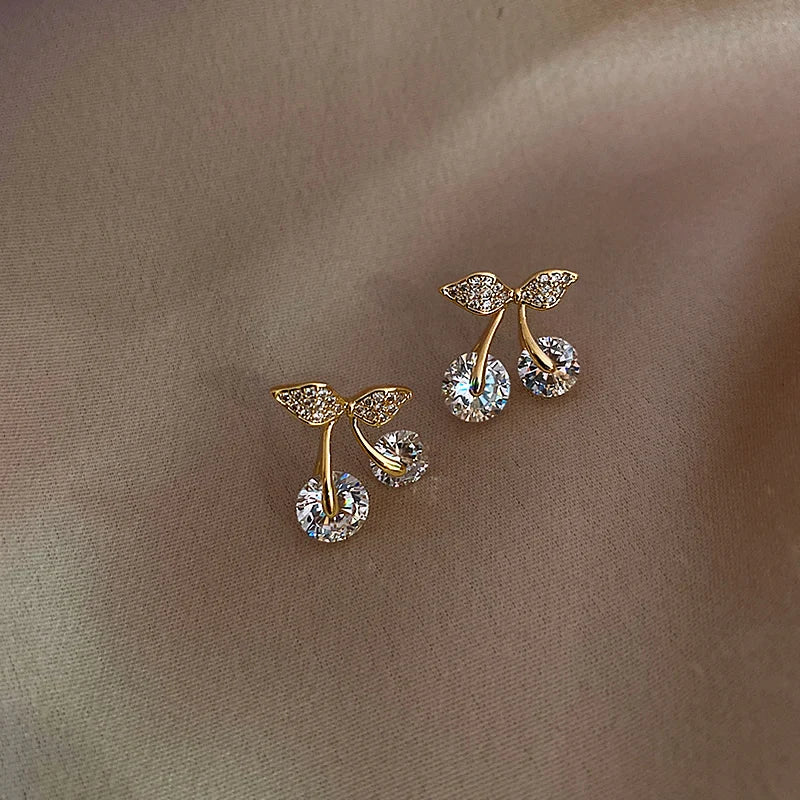 Petite Cherry Stud Earrings – Delicate Daily Studs