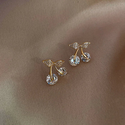 Petite Cherry Stud Earrings – Delicate Daily Studs