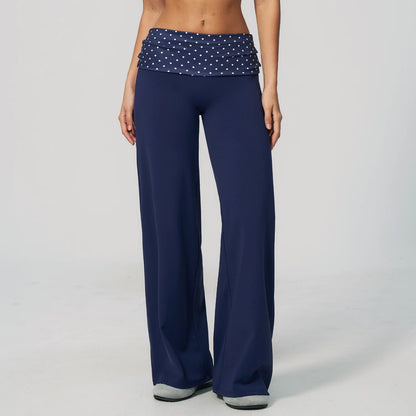 Women's Wide Leg Yoga Pants Breathable Sports Fitness Bell-bottoms High Waist Striped Yoga Pants Polka Dot Workout Flared Pants