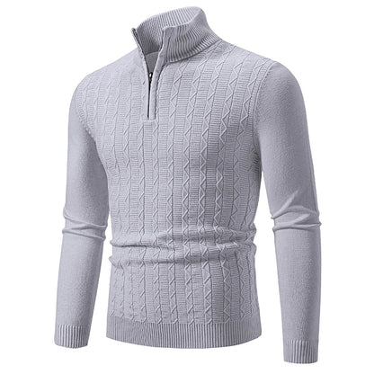 Autumn Winter New Men's Half Zipper Knitted Pullovers Fashion Slim Fit Sweater Men Casual Mock Neck Warm Knit Sweater Pullovers