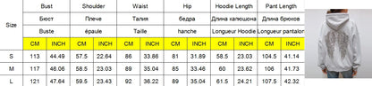 Sequin Angel's Wings Hoodies Women Chic Loose Long Sleeve Pullovers Top Slim Yoga Pant Set 2025 New Casual Lady Two Piece Sets