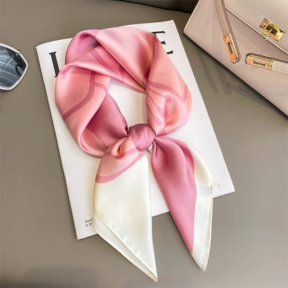 Luxury Silk Plaid Scarf - Soft Satin Neck Hair Tie for Women Foulard Hijab 2021