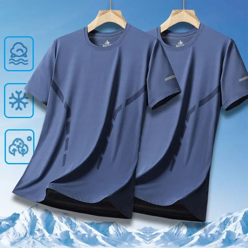 Men's Ice-Silk T-Shirt – Quick-Dry Breathable Round-Neck Tee (Plus Size)