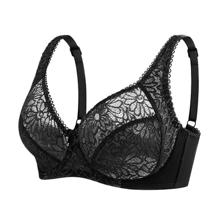 Plus Size Bras - Comfortable Lace Underwire Push Up Bra With Adjustable Straps