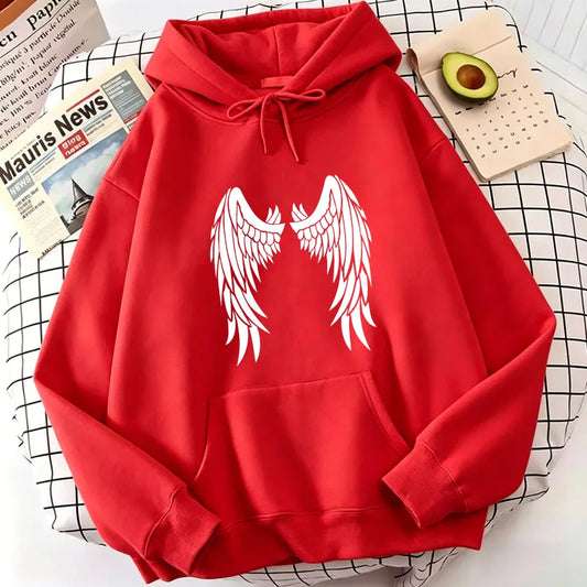 Retro Wing Print Hoodies Autumn Vintage Casual Hoodies Sweatshirts Y2k Women Harajuku Hoodie Sweatshirt