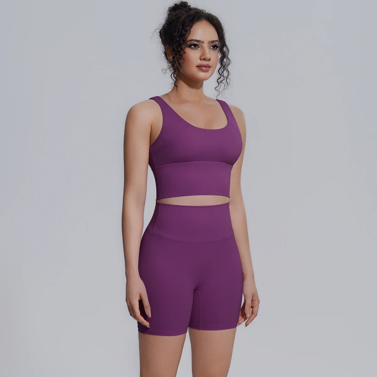Solid Color Summer Yoga Set Woman's Sexy Backless Yoga Underwear with Chest Pad Quick-Dry Hip Push Up Fitness Shorts Sportswear