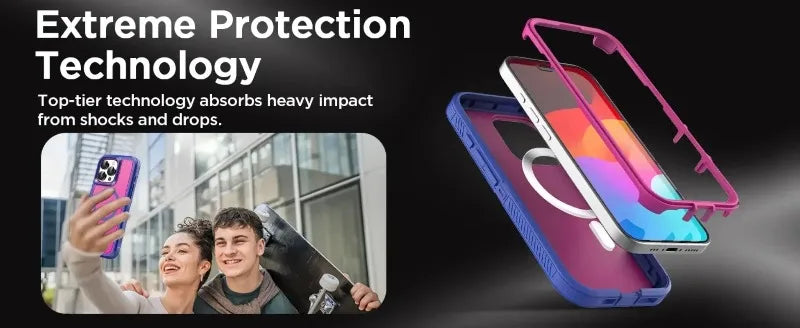 Luxury Ott Magnetic Armor Cases for IPhone 17 16 15 14 Plus 13 12 11 Pro Max Box Shockproof Charging Heavy Duty Protect Cover