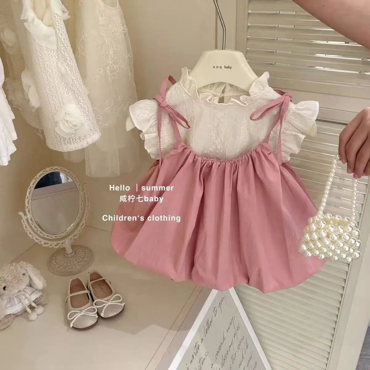 Baby Girl Suspender Dress Set Children's Summer Trendy New Korean Version Two-piece Set