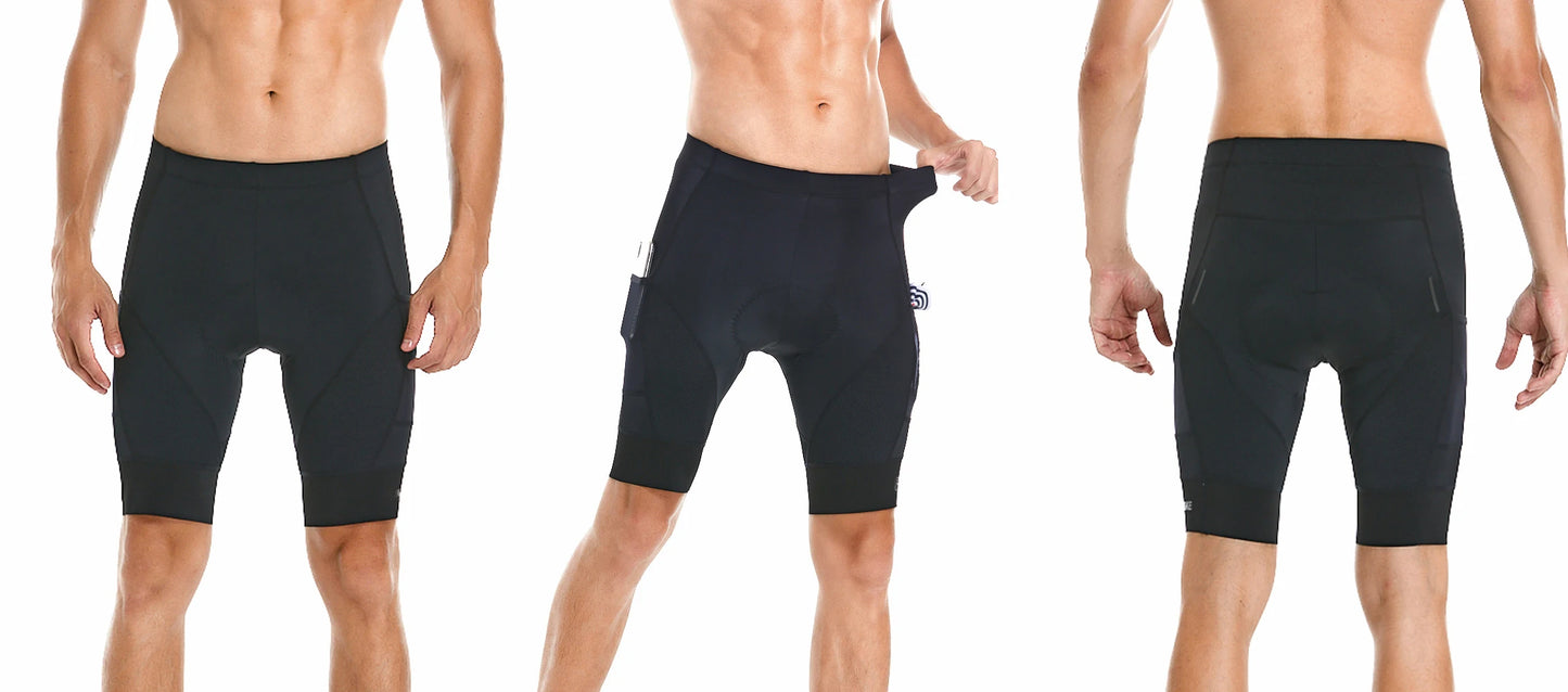 YKYWBIKE Sports Padded Bike Shorts for Men Cycling Bicycle Shorts Comfortable Road Biking Pants 2 Pocket Tights Slim Fit