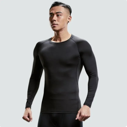 Compression Running Shirt – Men's Fitness Long Sleeve Rash Guard With Sun Protection