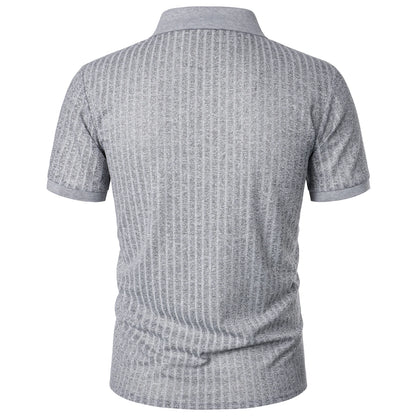 Men's running sports fitness wear summer high stretch vertical short-sleeved POLO shirt slim knit base shirt