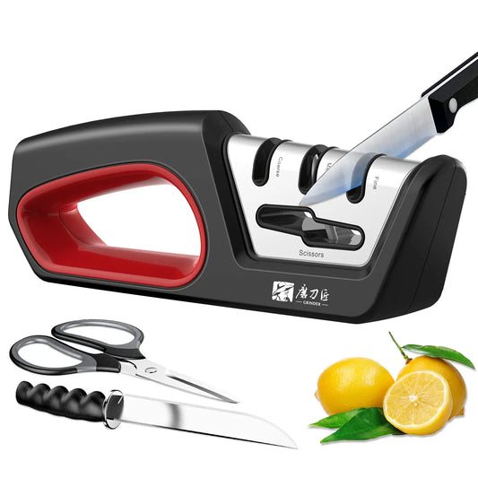 4 In 1 Knife Sharpener - Professional Kitchen Sharpener With Diamond, Tungsten & Ceramic Rods