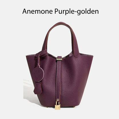 Women Leather Bucket Bag - Genuine Leather Handbag | Large Tote Bag With Silver Hardware